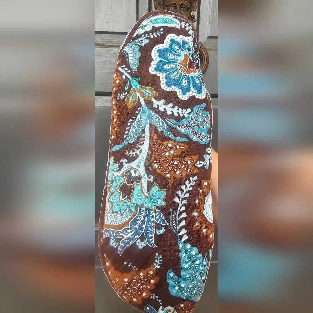 Retired Vera Bradley Blue Java Brown Floral Paisley Tote - Picture 5 of 16